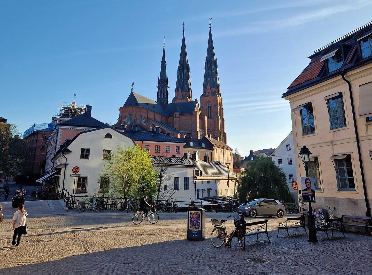 View of Uppsala city with the cathedral in the background, near Swace’s office on Kungsgatan.